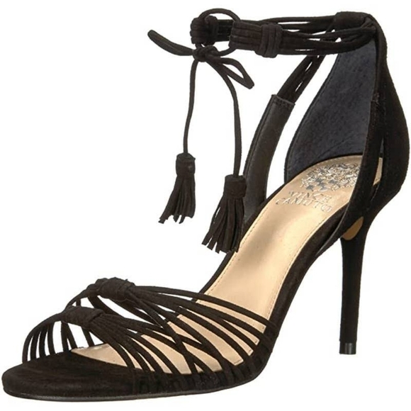 Vince Camuto Shoes - VINCE Camuto Stellima Strappy Ankle Tie Tassel Stiletto Sandal Black 8